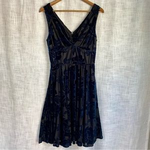 Eva Rose Velvet Retro Fit and Flare Midi Dress Black Green